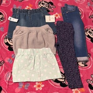 3 Girl skirts and 2 pants bundle 3T-4T